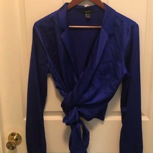 Forever21 Royal Blue Wrap Blouse.  Size L